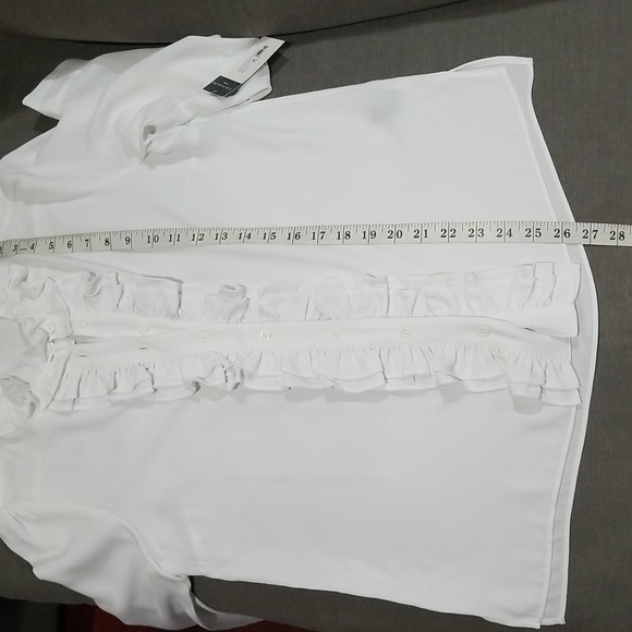 Tahari ASL Women's Ruffle Long Sleeve Blouse Size Small in White - Picture 8 of 11